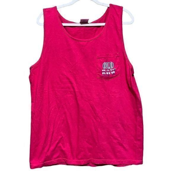 Comfort Colors Men’s Old Row Tank Top Sleeveless Chest Pocket Pullover Red Large - Picture 2 of 5